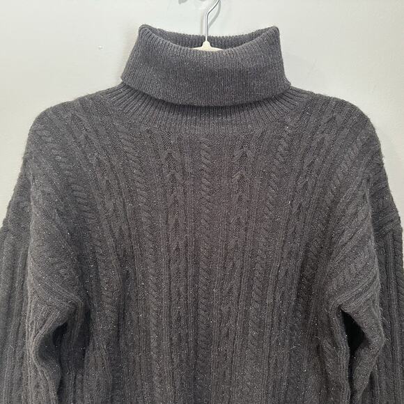 Belldini Gray Shimmer Sparkle Cable Knit Turtleneck Sweater Women Size Small NWT - Picture 2 of 6